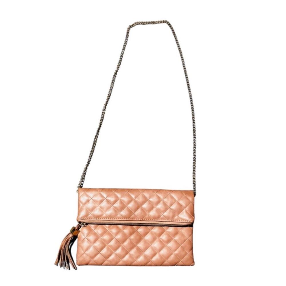 Moda Luxe Blush Pink Quilted Crossbody Purse